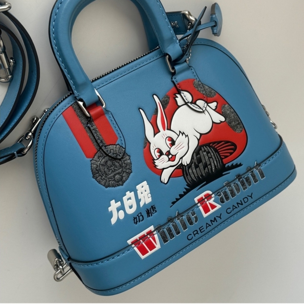 Coach RETAIL CHINA Exclusive White Rabbit Candy Collab Revel Top Handle Bag Blue - Picture 9 of 16